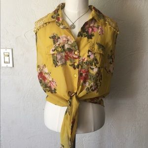 Truth NYC yellow floral sleeveless top